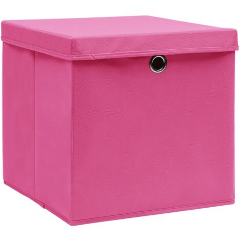 Boîtes de rangement avec couvercles 4 pcs 28x28x28 cm Rose (1/5)