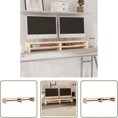 Furniture Limited - Support de moniteur 100x24x13 cm Bois de pin (1/5)