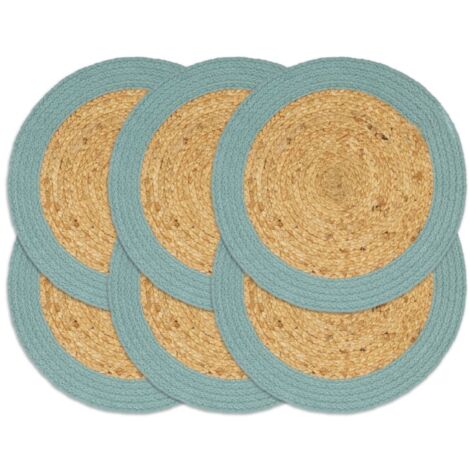 Lot de 6 Napperons,Sets de table,Napperons de Table pour Cuisine,Restaurant Naturel et vert 38 cm Jute et coton CNEI781035 (1/4)