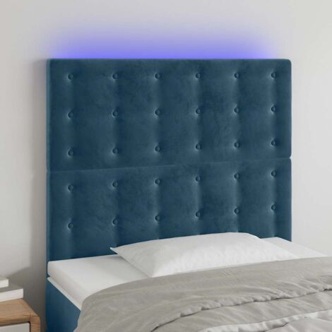 Tête de lit avec lumière LED,Panneau de lit,Décoration murale Bleu foncé 100x5x118/128 cm Velours XEJZT802227 (1/5)
