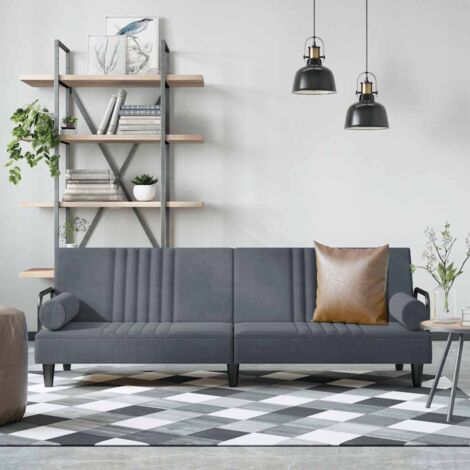 Canapé-lit Chaise Longue au Sol Canapé convertible avec accoudoirs gris foncé velours XZZ7741 (1/5)