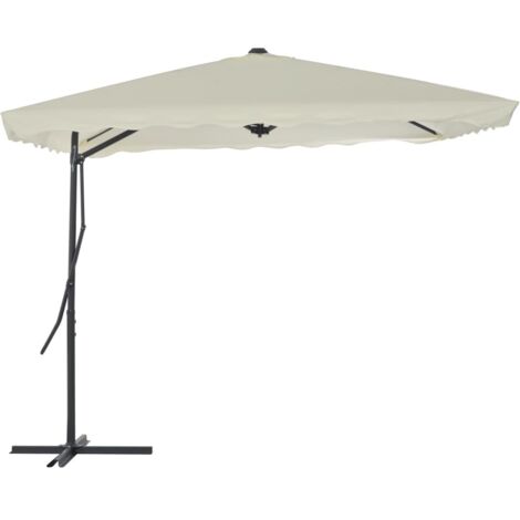 Parasol d'extérieur, Parasol pour Balcon Jardin Plage Terrasse, avec poteau en acier 250 x 250 cm Sable OIB1170E (1/5)