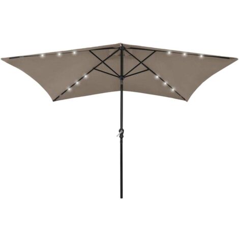 Parasol avec LED et mât - Parasol de Jardin Extérieur - Protection Solaire pour Jardin Patio Piscine en acier Taupe 2x3 m HNDX271631 (1/5)