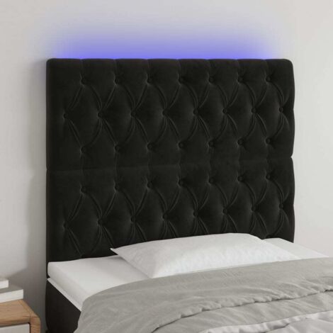 Tête de lit avec lumière LED,Panneau de lit,Décoration murale Noir 100x7x118/128 cm Velours XEJZT521378 (1/5)
