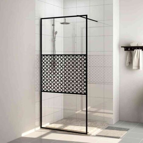 Paroi de douche，Écran de douche，Cloison de douche avec verre ESG transparent 115x195 cm Noir CNENE907317 (1/5)