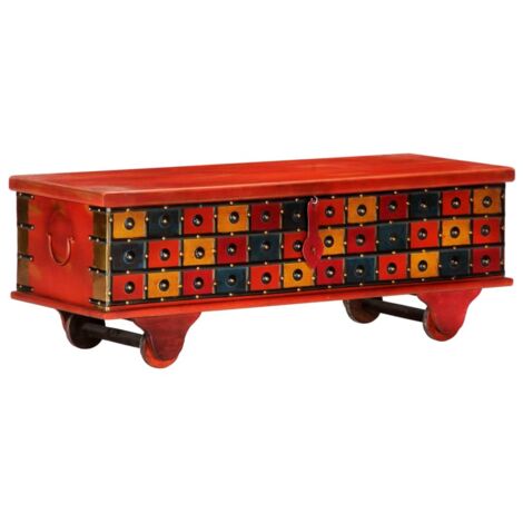 Boîte de rangement  Coffre de rangement Rouge 110x40x40 cm Bois d'acacia massif MCYMH758870 (1/5)