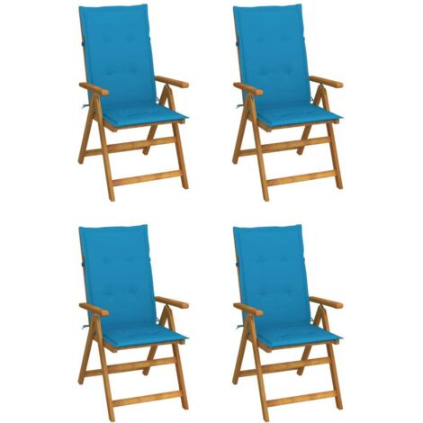 Lot de 4 Chaises inclinables de jardin  Siège de Terrasse  Fauteuil de jardin avec coussins Bois d'acacia DHNET3220241 (1/5)