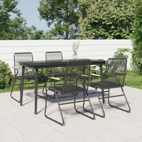 5 pcs Mobilier à dîner de jardin Ensemble table et chaise de jardin Noir Rotin PVC RTITTK36310 (1/5)