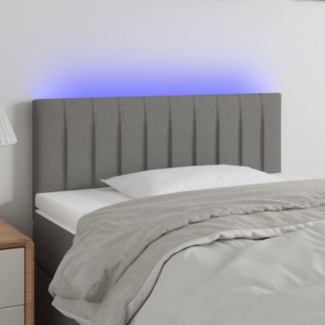 Tête de lit avec lumière LED,Panneau de lit,Décoration murale Gris foncé 90x5x78/88 cm Tissu XEJZT738866 (1/5)