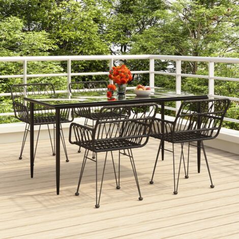 5 pcs Mobilier à dîner de jardin Ensemble table et chaise de jardin Noir Résine tressée RTITTK92029 (1/5)