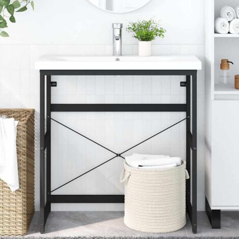 Bâti support pour lavabo，Cadre de lavabo de salle de bain，Encadrement de lavabo Noir 79x38x83 cm Fer CNEI675641