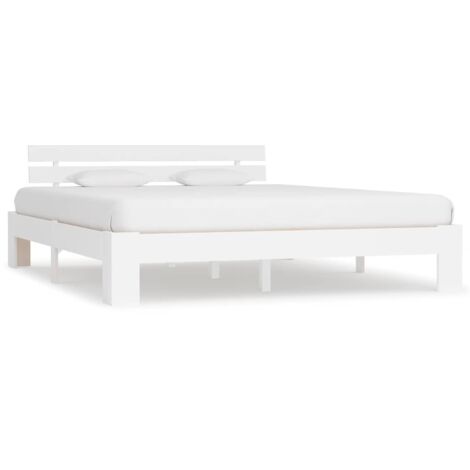 Lit adulte Cadre de lit Facile à monter pour Adultes, Adolescents, Enfants Blanc Bois de pin massif 180 x 200 cm BNDET4063234 (1/5)