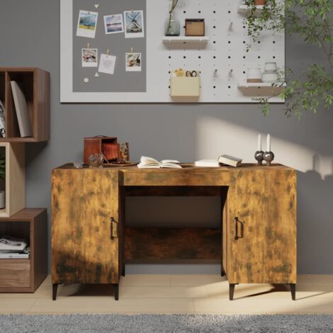 Bureau Table de travail Bureau d'ordinateur Chêne fumé 140x50x75 cm Bois d'ingénierie BZRNR614188 MaisonChic (1/5)