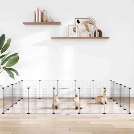 Cage animaux de compagnie à 20 panneaux et porte Cage pour chien Parc pour animaux Noir 35x35 cm MCYMH843717 (1/4)