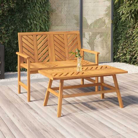 Lot de 2 Ensemble de salon de jardin Mobilier d'Extérieur Ensemble de Table et bancs Terrasse Restaurant bois d'acacia solide XFNRX940605 MaisonChic (1/5)