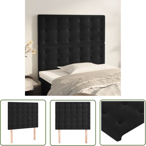 The Living Store Têtes de lit 2 pcs Noir 100x5x78/88 cm Velours - Tête De Lit - Tête De Lit Velours - Meuble De Chambre - Literie - Décoration Chambre (1/5)