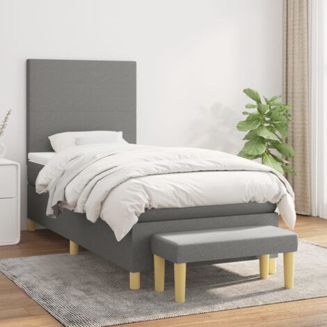 Lit à sommier tapissier avec matelas,Lit Adulte,Meuble de Chambre à Coucher Gris foncé 80x200 cm Tissu XZZ772633 (1/5)