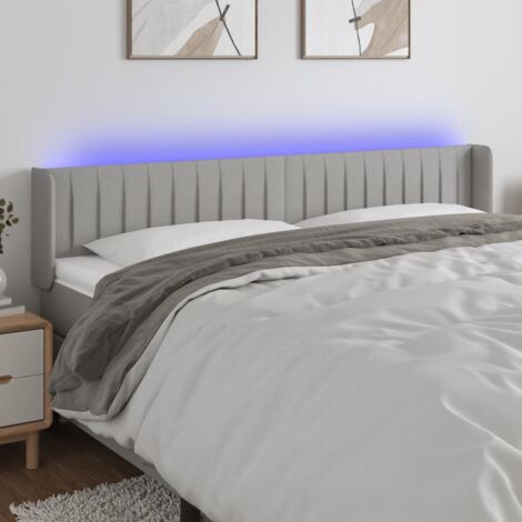 Tête de lit avec lumière LED,Panneau de lit,Décoration murale Gris clair 183x16x78/88 cm Tissu XJDT159782 (1/5)