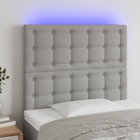 Tête de lit avec lumière LED,Panneau de lit,Décoration murale Gris clair 100x5x118/128 cm Tissu VSGS834377 (1/5)