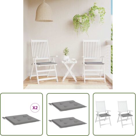 The Living Store Coussins de chaise jardin lot de 2 gris 40x40x3 cm tissu oxford - Coussins De Chaise - Coussin Exterieur - Coussin Jardin - Coussin Confortable - Coussin Design (1/5)