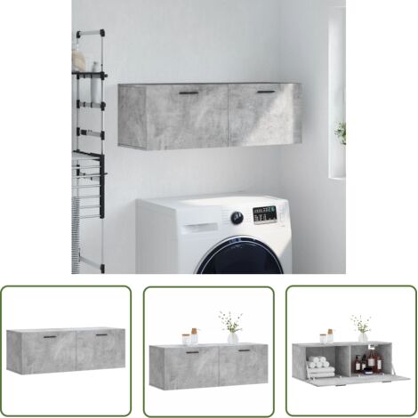 The Living Store Armoire murale gris béton 100x36,5x35 cm bois d'ingénierie - Armoire Murale - Meuble De Rangement - Étagère Murale - Rangement Mural - Déco Murale (1/5)