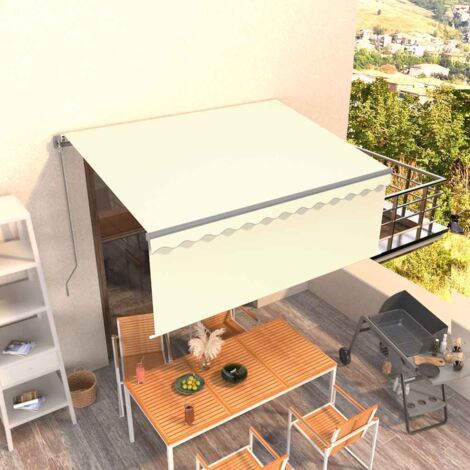 Auvent rétractable Store banne Marquise manuel avec store 3,5x2,5 m Crème NDTN6443242 (1/5)