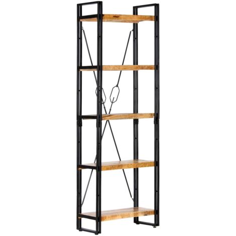 Bibliothèque à 5 niveaux Armoire de livres Étagères de Rangement 60x30x180 cm Bois de manguier solide BZREH8893723 (1/5)