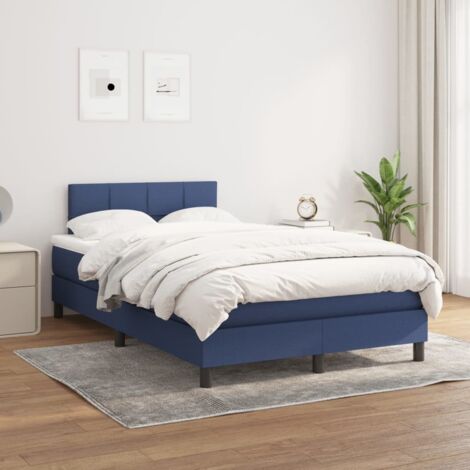 Lit Adulte - Lit à sommier tapissier avec matelas- Lit double - Meuble de Chambre à Coucher Bleu 120x200 cm Tissu CNIS2360605 (1/5)