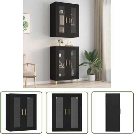 Furniture Limited - Armoire murale suspendue Noir 69,5x34x90 cm (1/5)