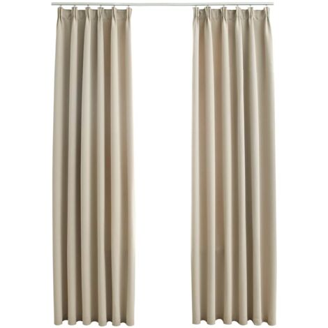 Lot de 2 Rideaux occultants，Décoration Chambre Fenêtre，Rideau Thermique Isolant avec crochets Beige 140x225 cm GDSVW38514 (1/5)