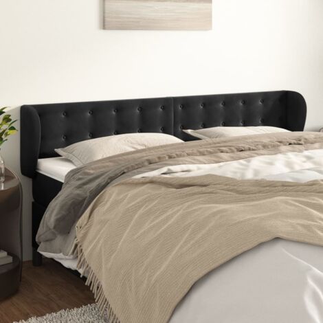 Tête de lit avec oreilles  Panneau de lit pour Lit adult  Décoration murale Noir 183x23x78/88 cm Velours XJDT593165 (1/5)