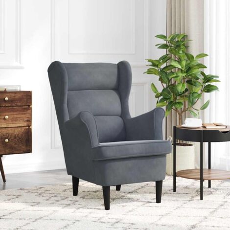 Fauteuil,Fauteuil Salon,Chaise Loisir et Repos,Siège Gris foncé Velours FNNF774902 (1/5)