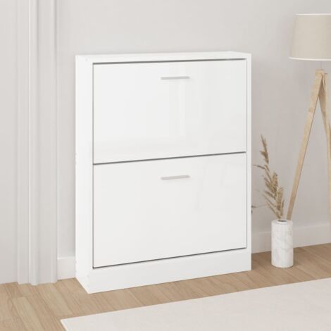 Armoire à chaussures Meuble à chaussures Étagère de rangement Blanc brillant 59x17x81 cm Bois ingénierie XZZZ210258 (1/5)