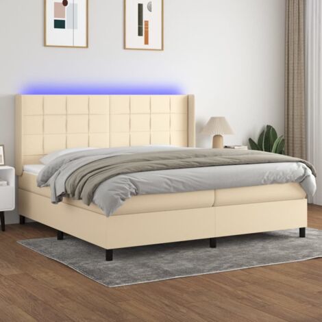 Sommier tapissier et matelas et LED Sommier pour Adulte et Enfant Lit adulte Crème 200x200 cm Tissu XRKJY7282795 (1/5)