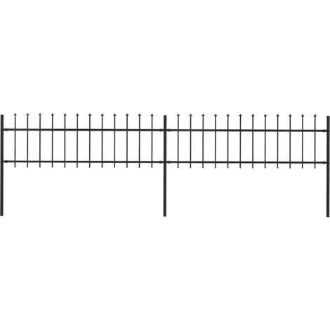 Clôture de jardin,Barrière de jardin,Portail de jardin avec dessus en lance Acier 3,4 x 0,6 m Noir CNENE589211 (1/5)