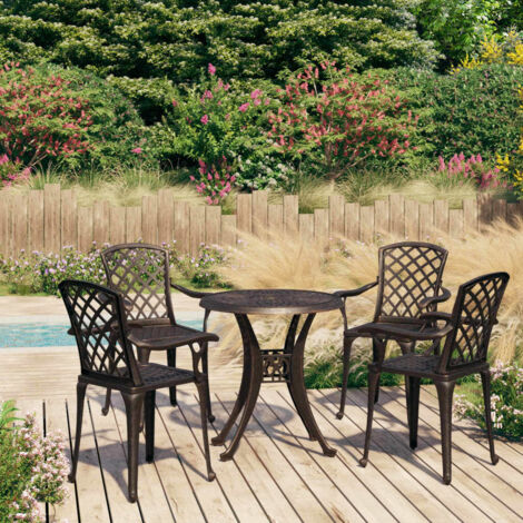 5 pcs Ensemble de bistro Ensemble Table et Chaises Ensemble de café Aluminium coulé Bronze DEJDX93856 (1/5)