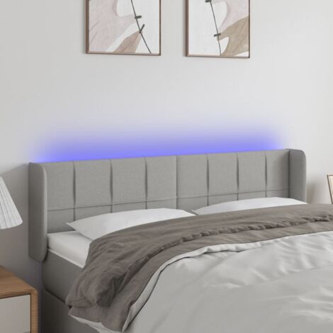 Tête de lit avec lumière LED,Panneau de lit,Décoration murale Gris clair 147x16x78/88 cm Tissu XJDT650175 (1/5)