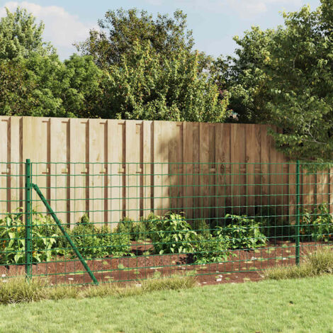 Clôture en treillis métallique,Clôture de Jardin,Grillage métallique et piquet d'ancrage vert 0,8x25m CNENE440400 (1/5)