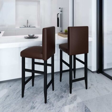 Lot de 2 Tabourets de bar Tabouret Haut Chaise de Bar Siège de Cuisine marron foncé similicuir HBTD806335 (1/5)