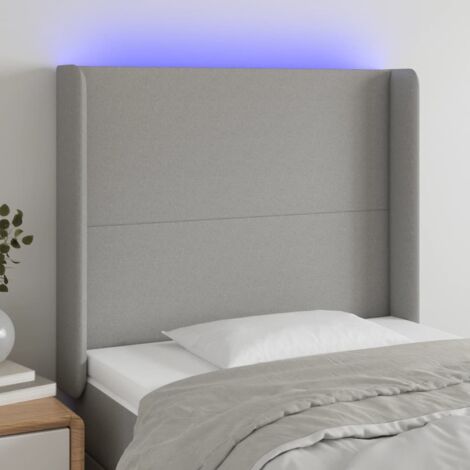 Tête de lit avec lumière LED,Panneau de lit,Décoration murale Gris clair 103x16x118/128 cm Tissu XJDT635547 (1/5)