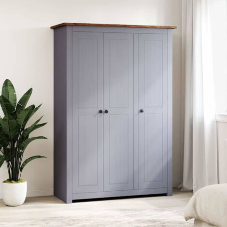 Garde-robe,Armoire de Rangement,Étagères Vêtements 3 portes Gris 118x50x171,5 cm Pin Assortiment Panama VDVM736311 (1/5)