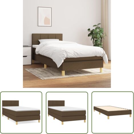 The Living Store Sommier à lattes de lit avec matelas Marron foncé 90x190 cm - Lit Plateforme - Lit Double - Literie - Matelas À Ressorts Ensachés - Têtière Ajustable (1/5)