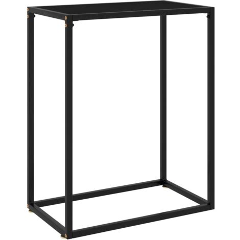 Table console,Table d’Entrée, Bout de Canapé, Table d'Appoint pour Couloir, Entrée, Salon, Style Industriel Noir 60x35x75 cm Verre trempé GHBN993129 (1/5)