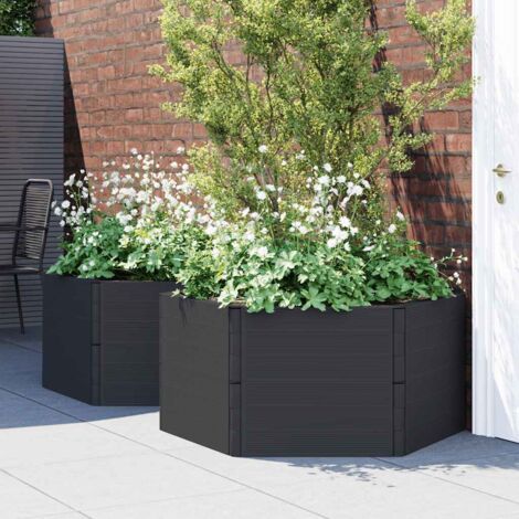 2 pcs Jardinières de jardin，Pot de fleurs，Bac à fleurs anthracite PP CIV264543 (1/5)