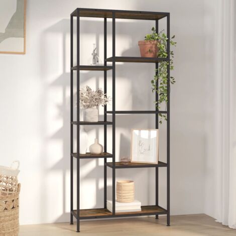 Étagère à livres Meuble de rangement 80x30x180 cm Acier et bois d'ingénierie BRZH836451 (1/5)