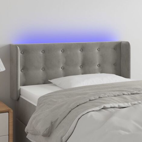 Tête de lit avec lumière LED,Panneau de lit,Décoration murale Gris clair 103x16x78/88 cm Velours XJDT178701 (1/5)