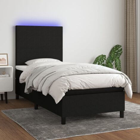 Sommier tapissier avec matelas et LED  Sommier pour Adulte et Enfant  Lit adulte Noir 90x190 cm Tissu XRKJY6830756 (1/5)