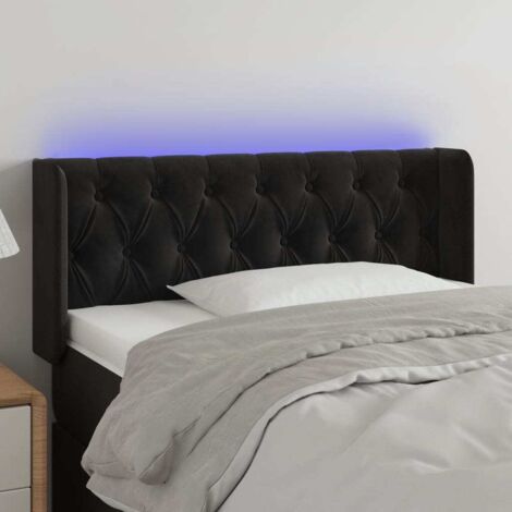 Tête de lit à LED，Panneau de lit，Pour Lit adulte，Décoration murale Noir 93x16x78/88 cm Velours XZZ123987 (1/5)