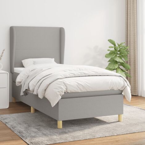 Lit à sommier tapissier avec matelas,Lit Adulte,Meuble de Chambre à Coucher Gris clair 80x200 cm Tissu XZZ781389 (1/5)