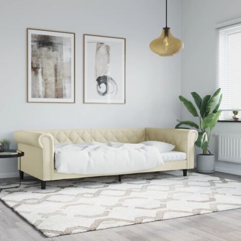 Lit Adulte,Lit simple,Lit de jour crème 100x200 cm similicuir CIV588487 (1/5)